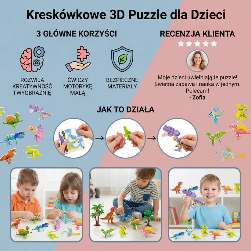 3D zestaw puzzli kreskówkowych dla dzieci