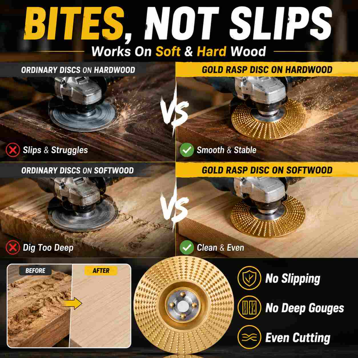 Wood Shaping Disc for Angle Grinder – Fast Carving, Grinding & Smoothing Wheel-9SLL