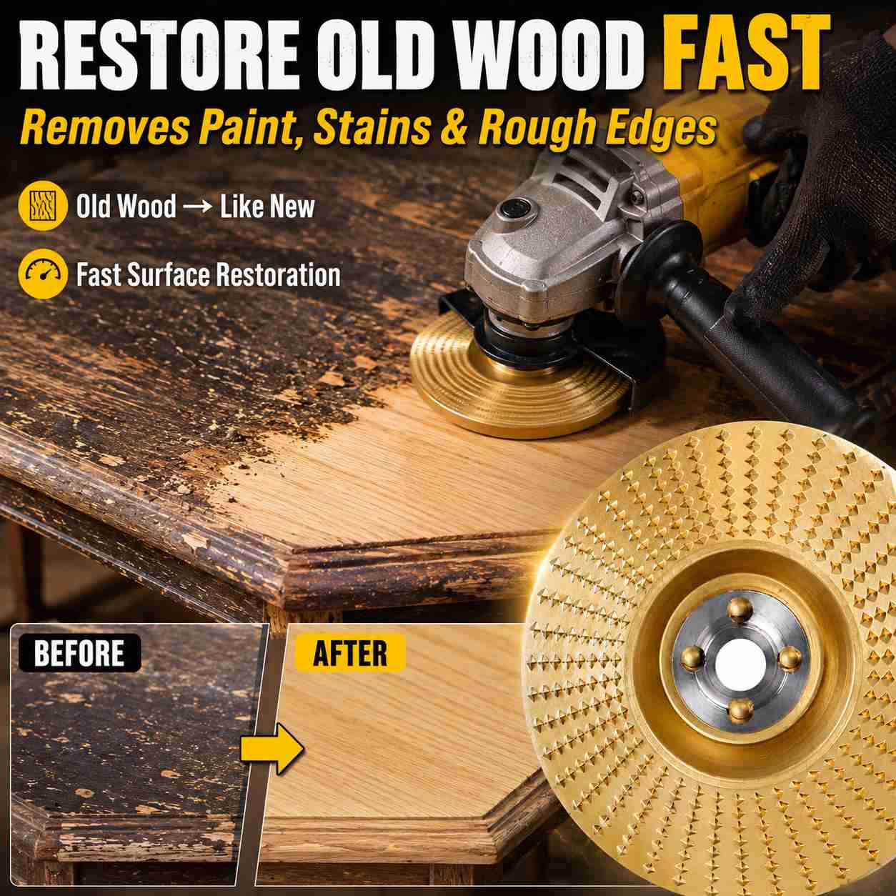 Wood Shaping Disc for Angle Grinder – Fast Carving, Grinding & Smoothing Wheel-9SLL