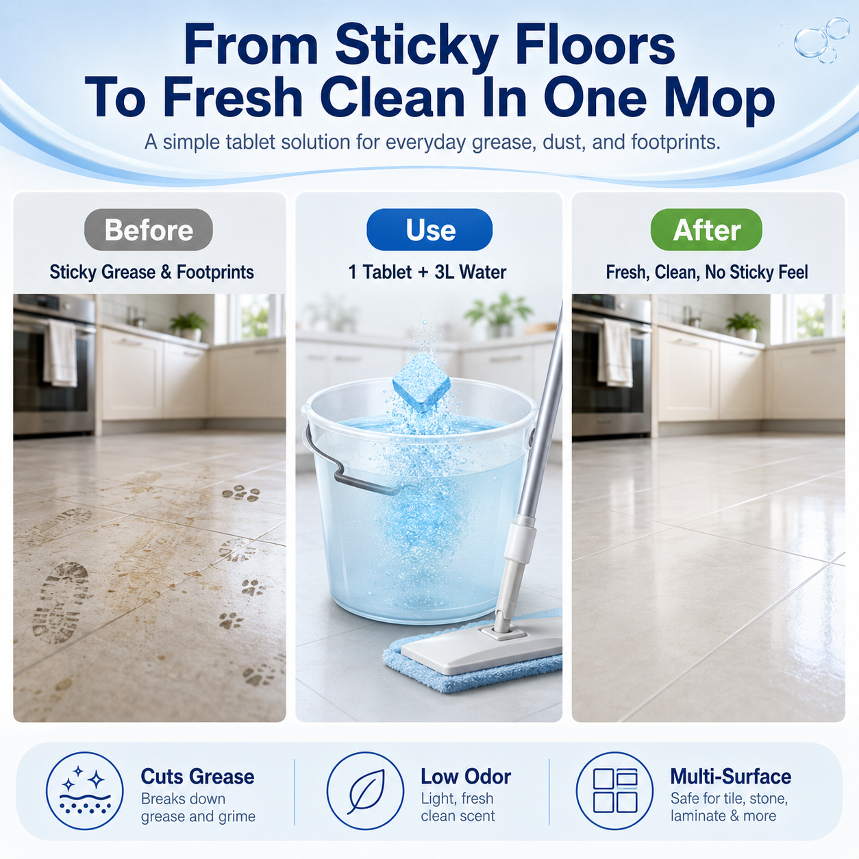 Multi-Effect Floor Cleaning Sheets for Deep Clean, Shine & Fresh Scent-9SLL