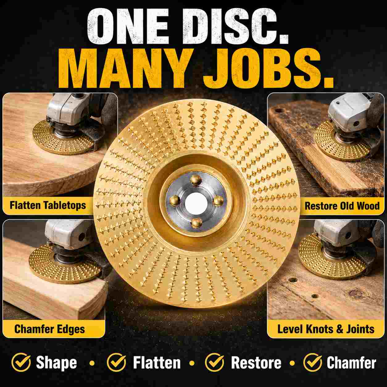 Wood Shaping Disc for Angle Grinder – Fast Carving, Grinding & Smoothing Wheel-9SLL