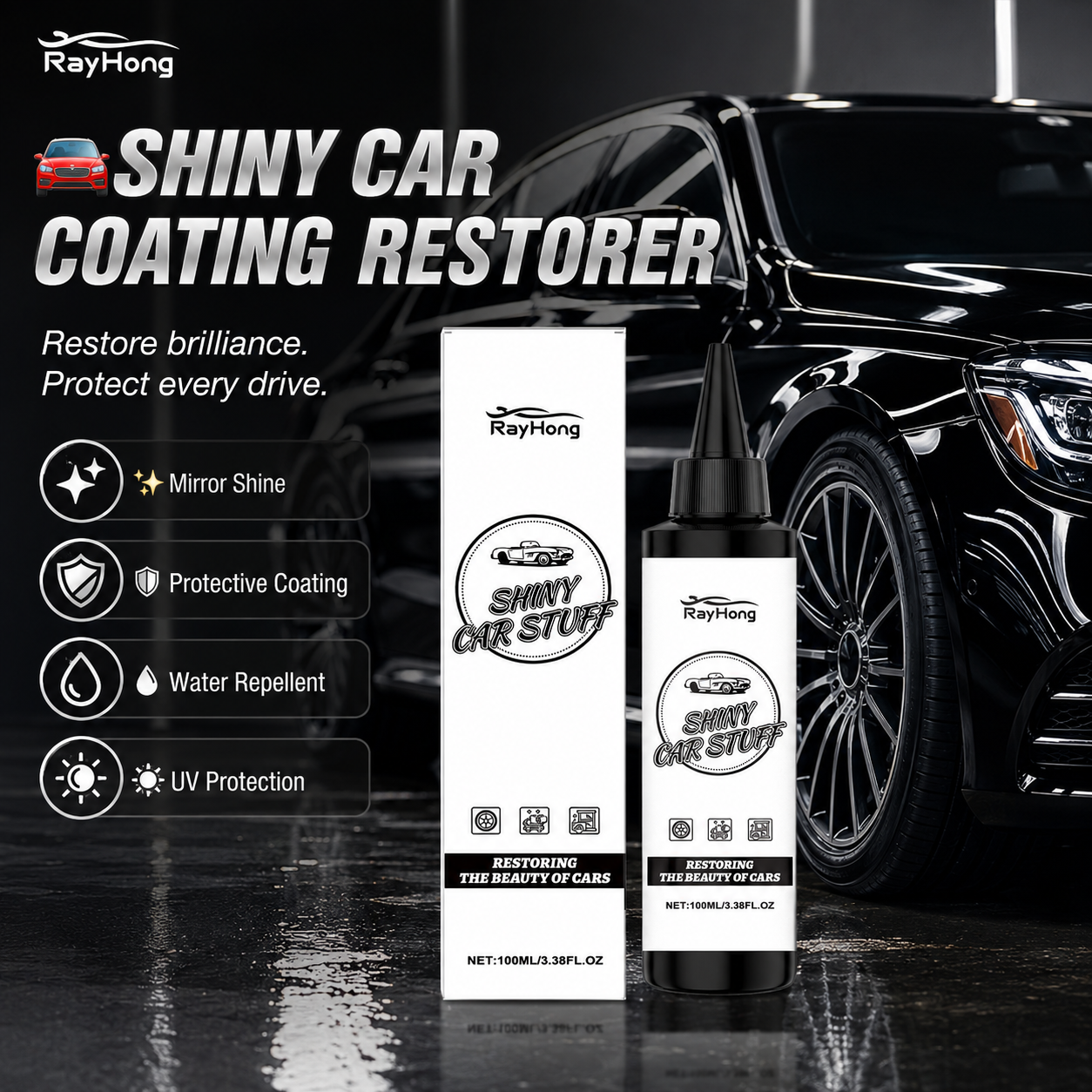 🚗 Shiny Car Coating Restorer for Gloss, Protection & Water Repellency-9SLL
