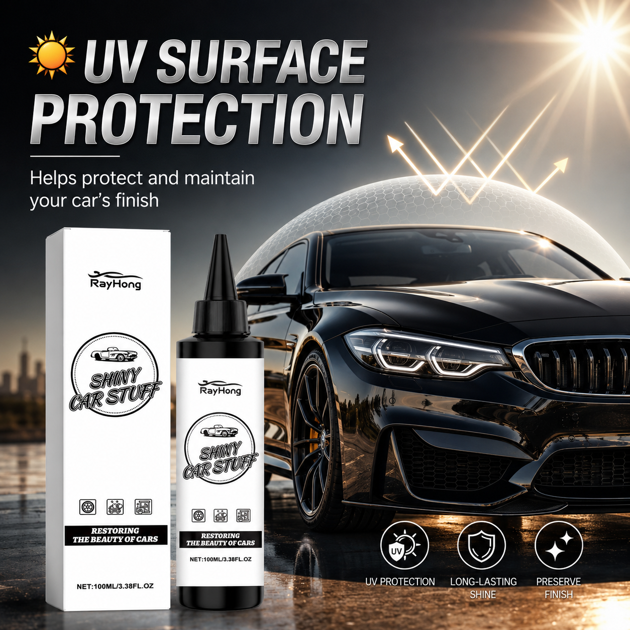 🚗 Shiny Car Coating Restorer for Gloss, Protection & Water Repellency-9SLL