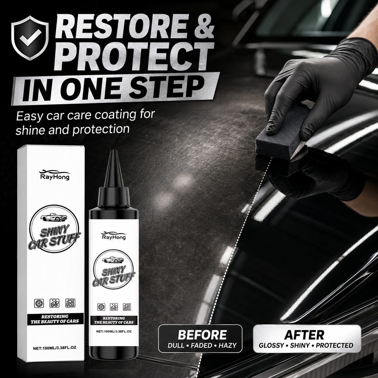 🚗 Shiny Car Coating Restorer for Gloss, Protection & Water Repellency-9SLL