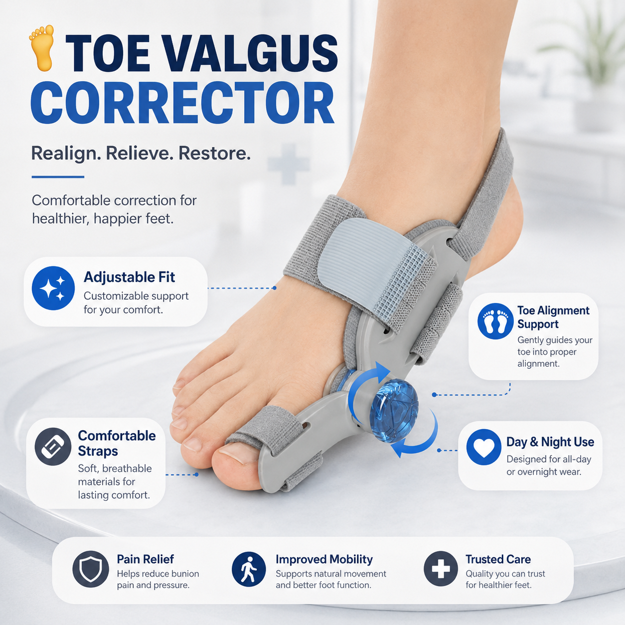 🦶 Adjustable Toe Valgus Corrector for Bunion Relief & Toe Alignment-9SLL
