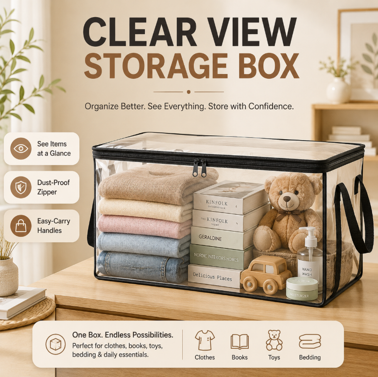 Clear Dust-Proof Storage Box for Closet, Dorm & Home Organization-9SLL