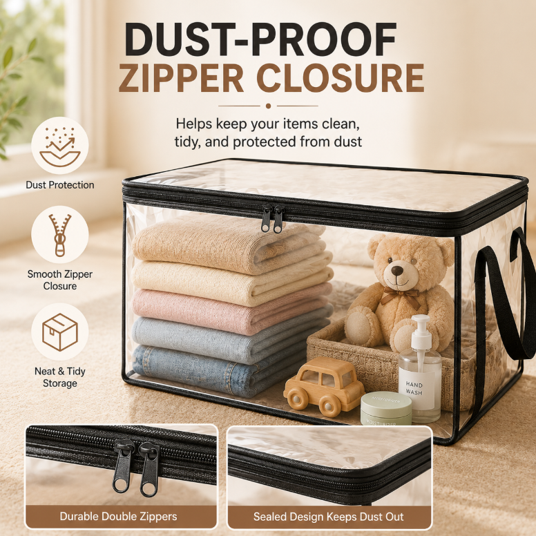 Clear Dust-Proof Storage Box for Closet, Dorm & Home Organization-9SLL