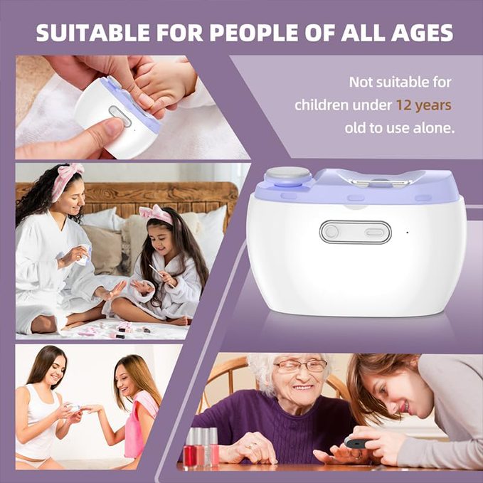 2-in-1 automatic nail clippers, 40 decibels, with LED light