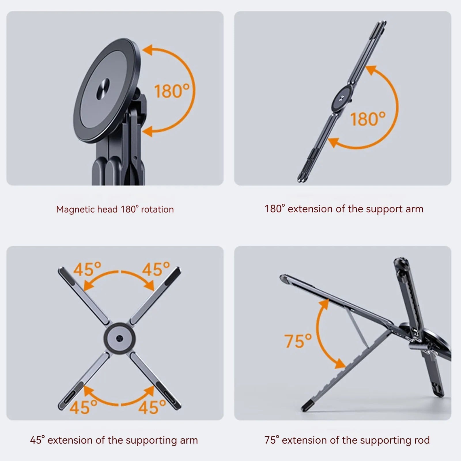 Magnetic Foldable Adjustable Desktop Stand – For iPhone, iPad, and Laptops