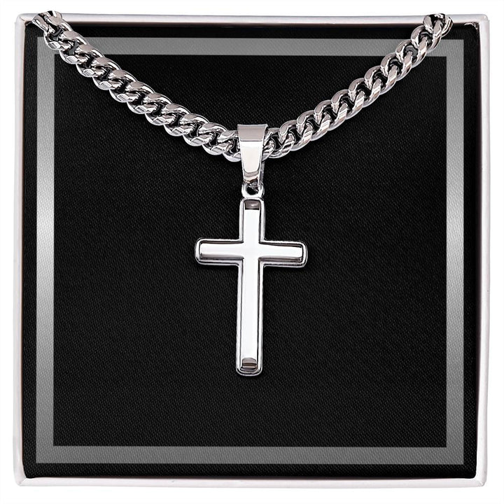 Мъжко персонализирано колие с кръст, кубинска верижка