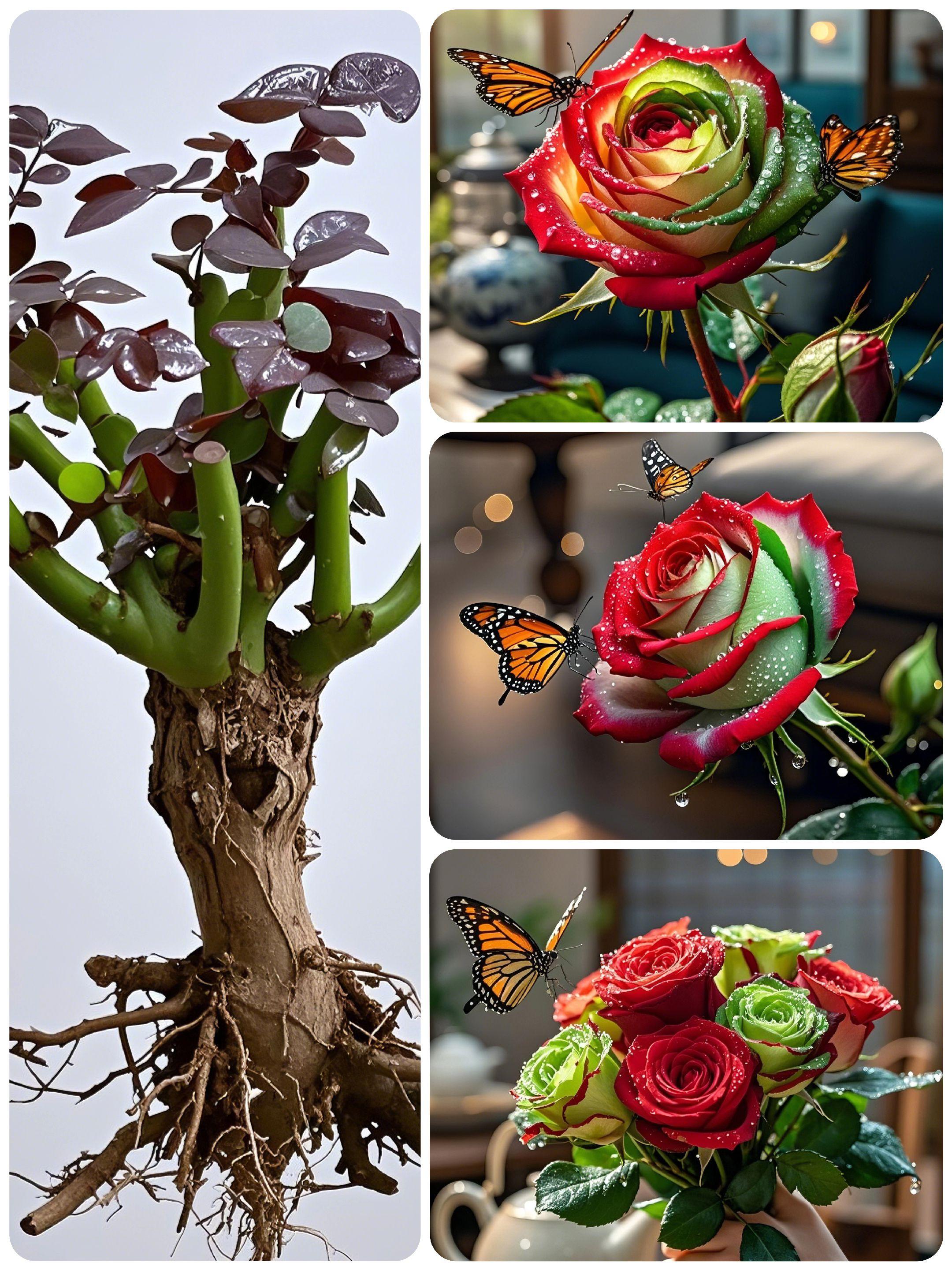 🌹Шотландска червена и зелена роза – рядък сорт роза💚