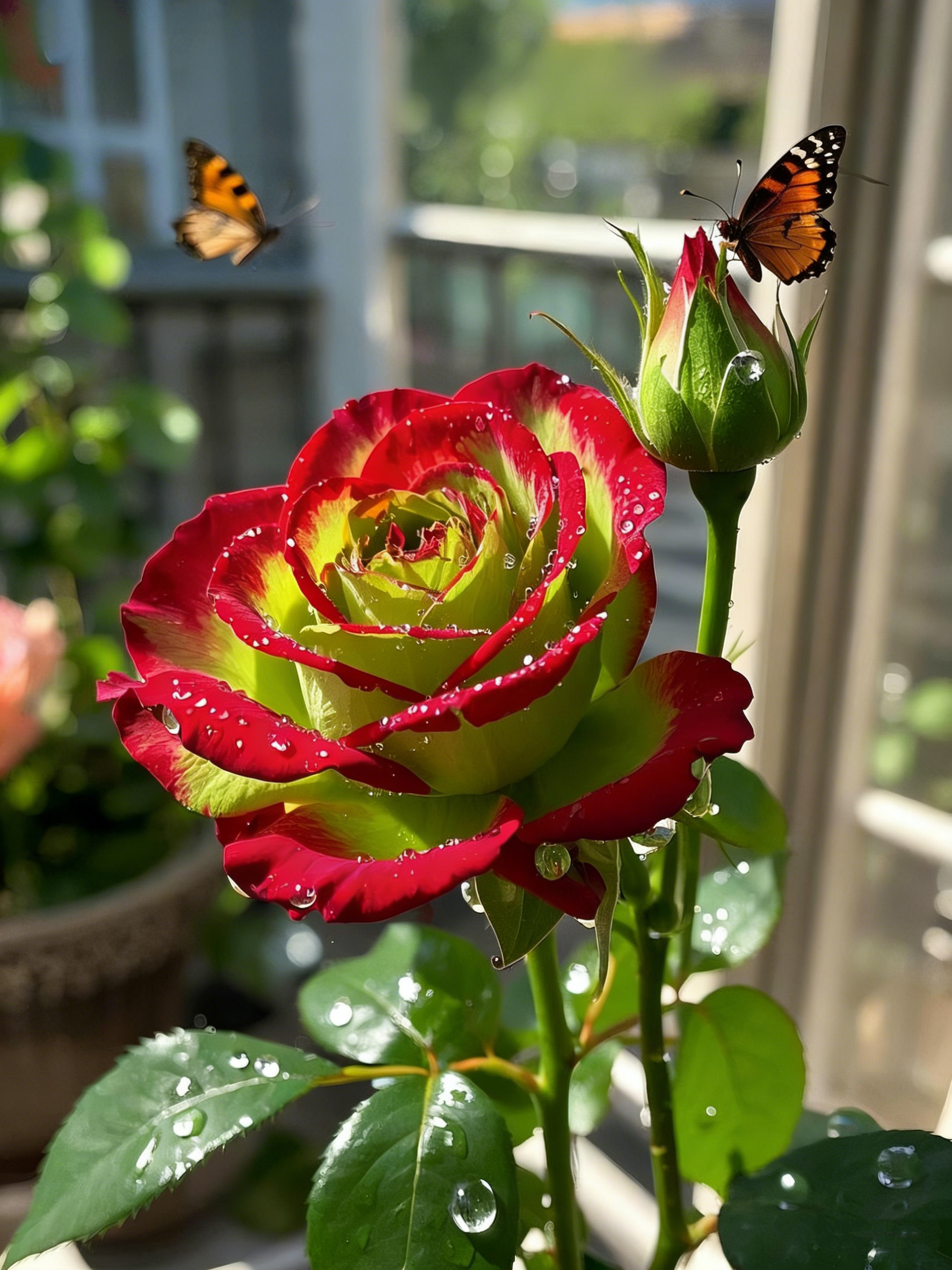 🌹Шотландска червена и зелена роза – рядък сорт роза💚