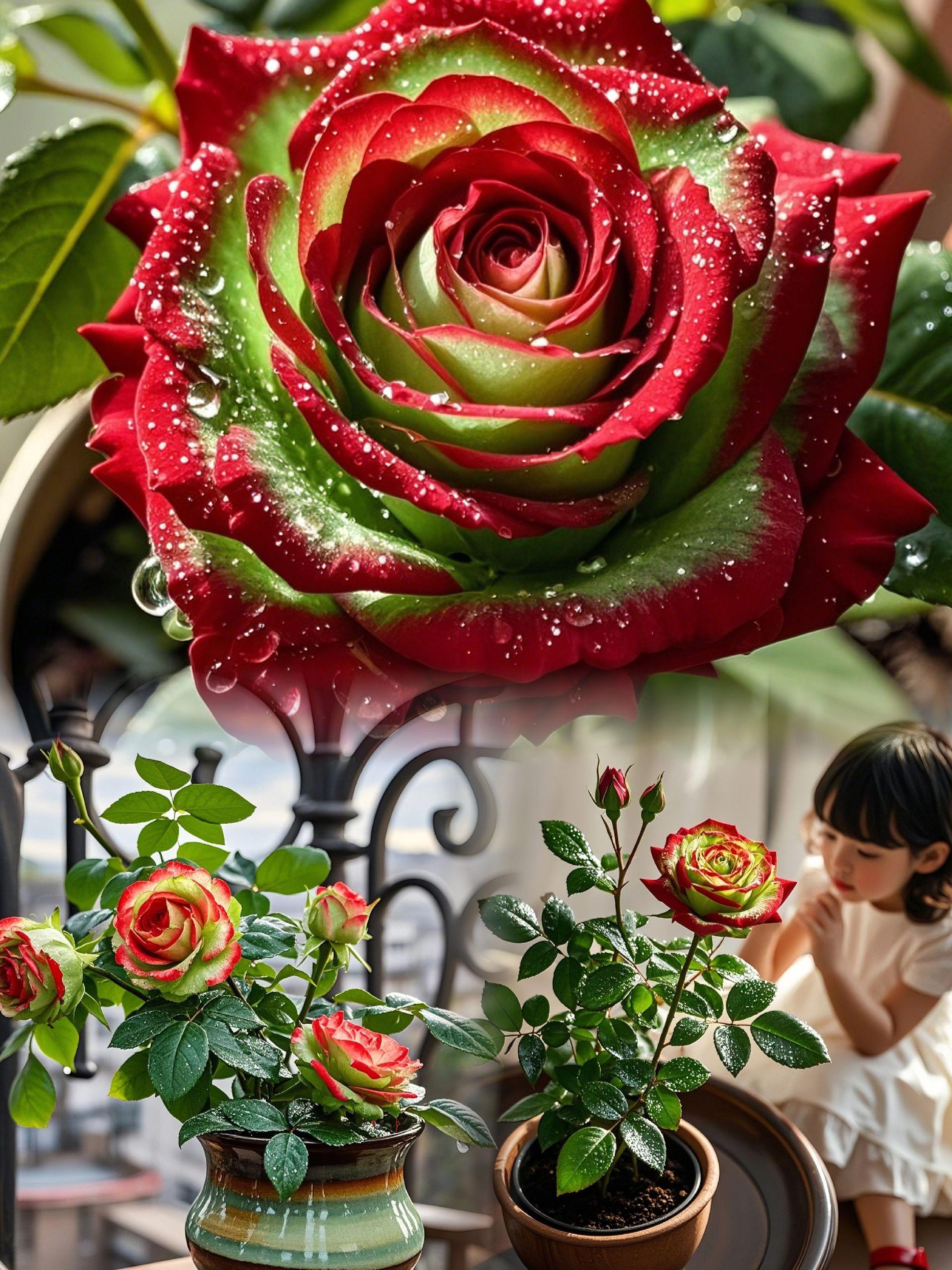 🌹Шотландска червена и зелена роза – рядък сорт роза💚