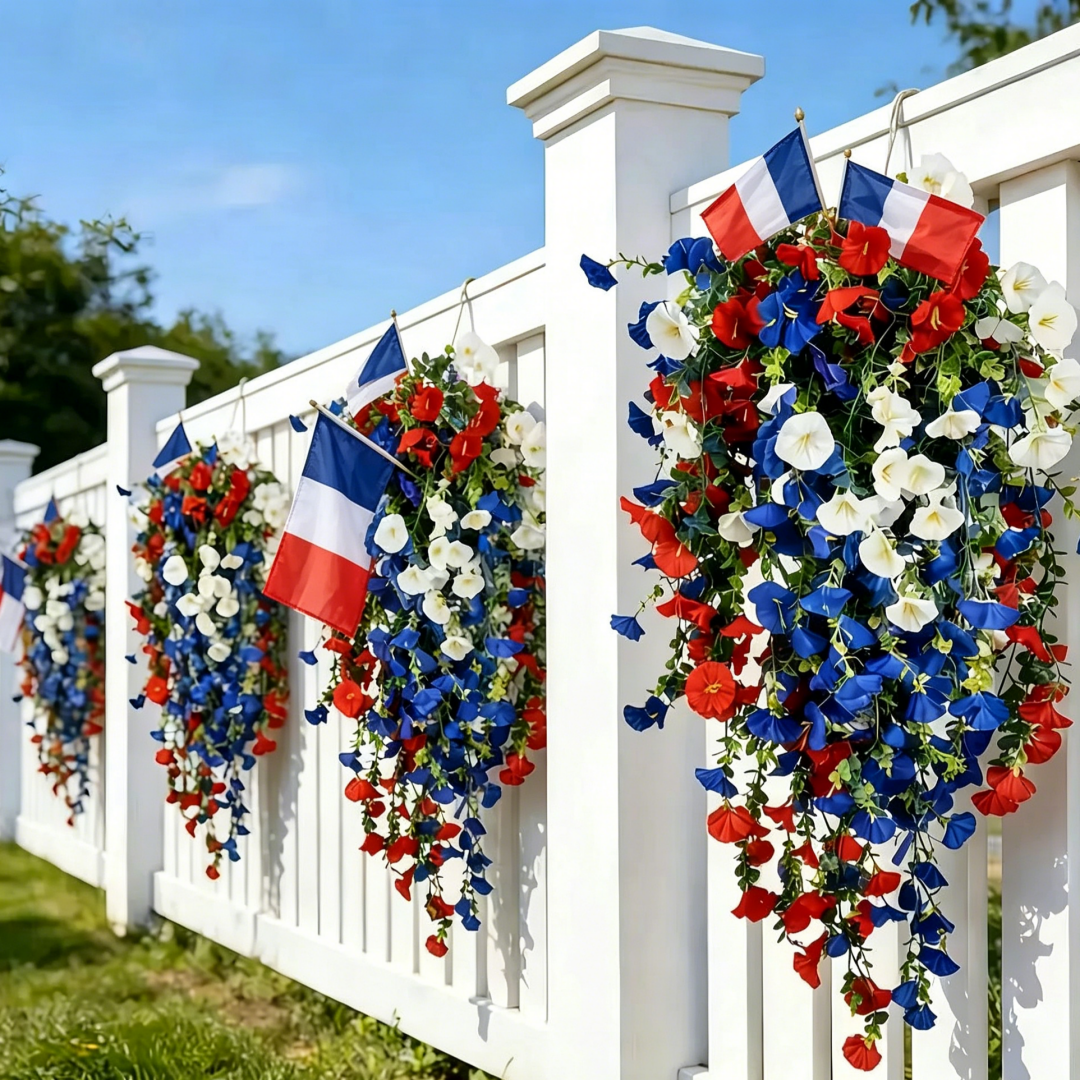 ✨ Offre Exclusive 14 Juillet 🇫🇷 Fleurs Tricolores pour Décorer Terrasse, Balcon & Jardin 💙🤍❤️