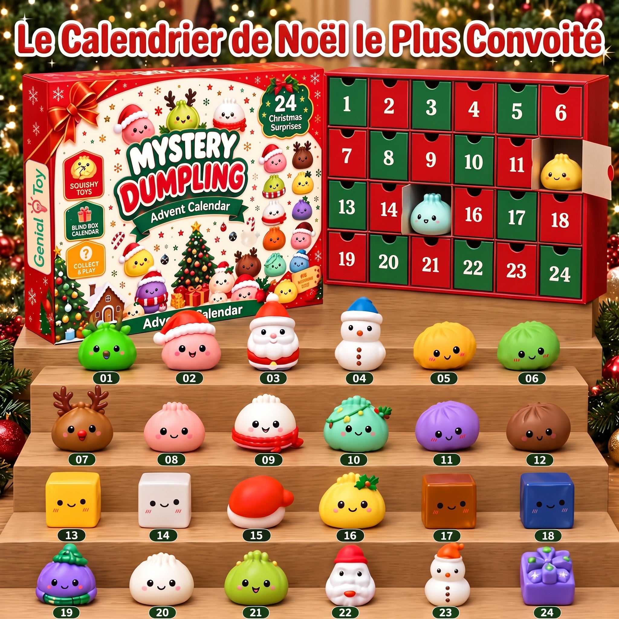 Calendrier de l’Avent 2026 – Squishies Dumplings de Noël