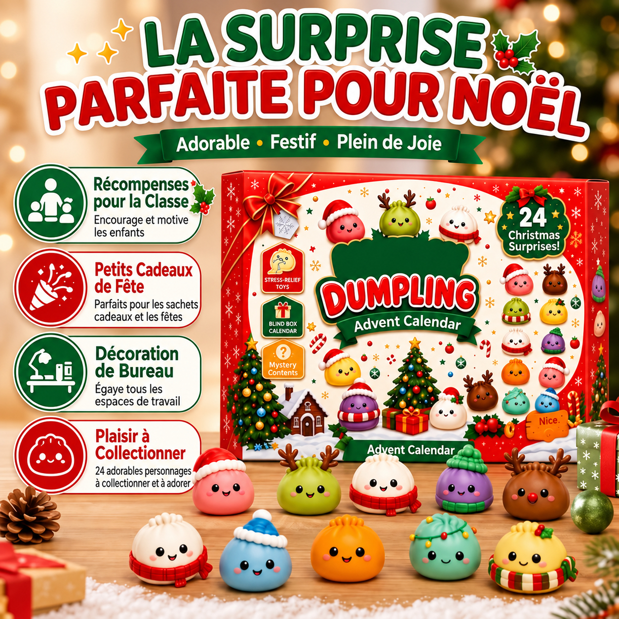 Calendrier de l’Avent 2026 – Squishies Dumplings de Noël
