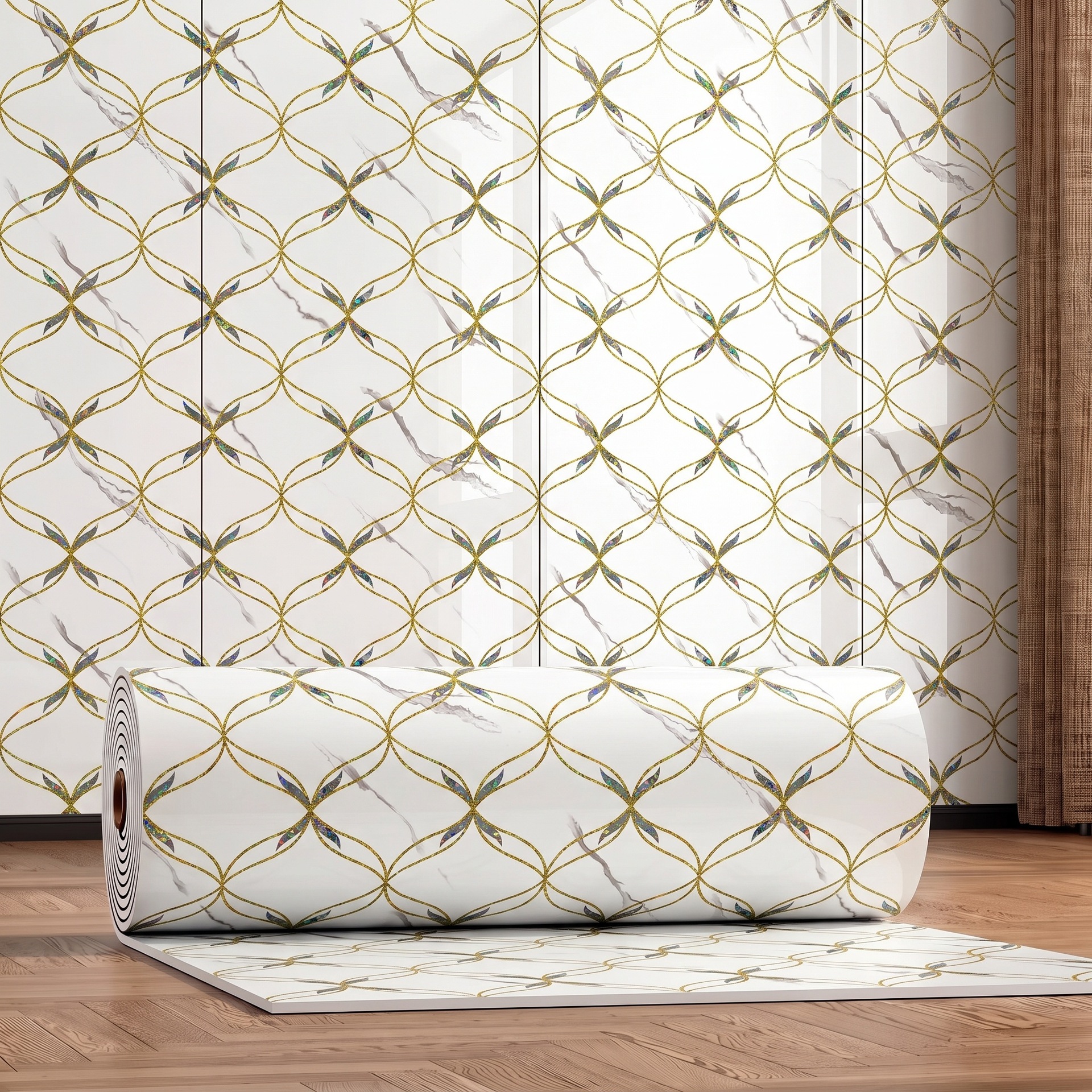 🏵️🧱 Revêtement Adhésif Effet Marbre pour Sol & Mur – 40 cm × 3 m
