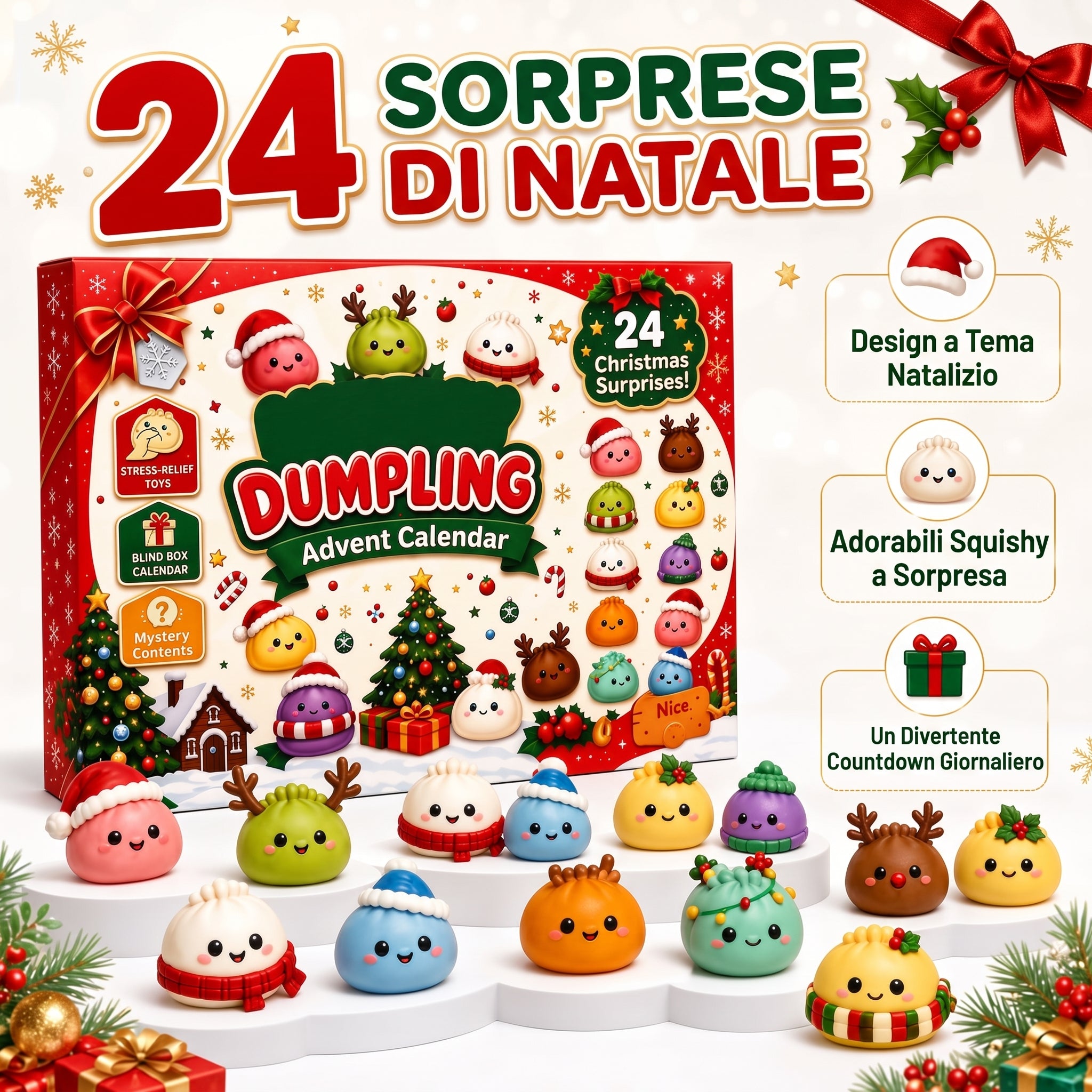 🎁 Calendario dell’Avvento 2026 – Mystery Dumpling Squishy