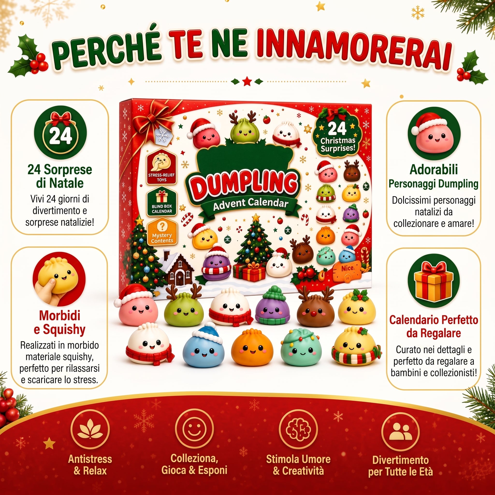 🎁 Calendario dell’Avvento 2026 – Mystery Dumpling Squishy