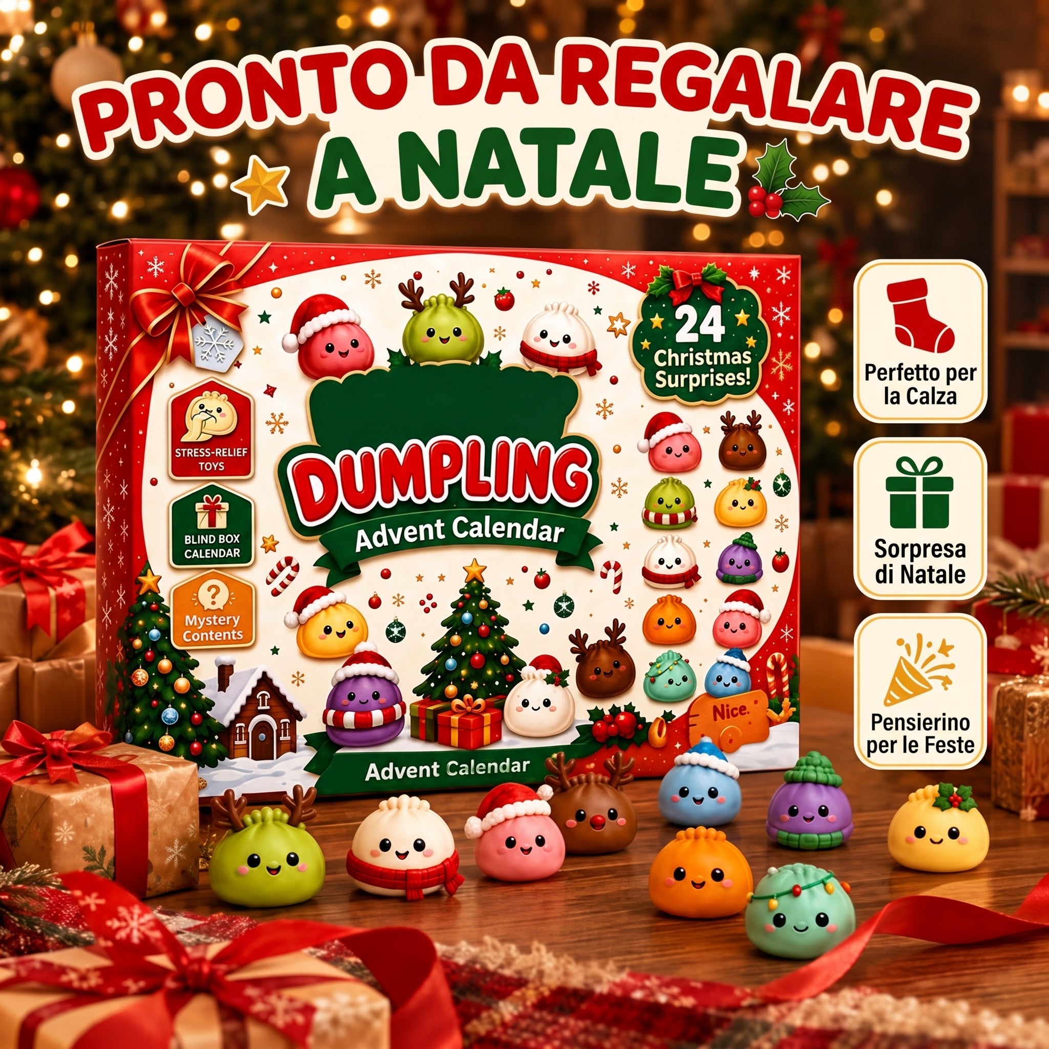 🎁 Calendario dell’Avvento 2026 – Mystery Dumpling Squishy