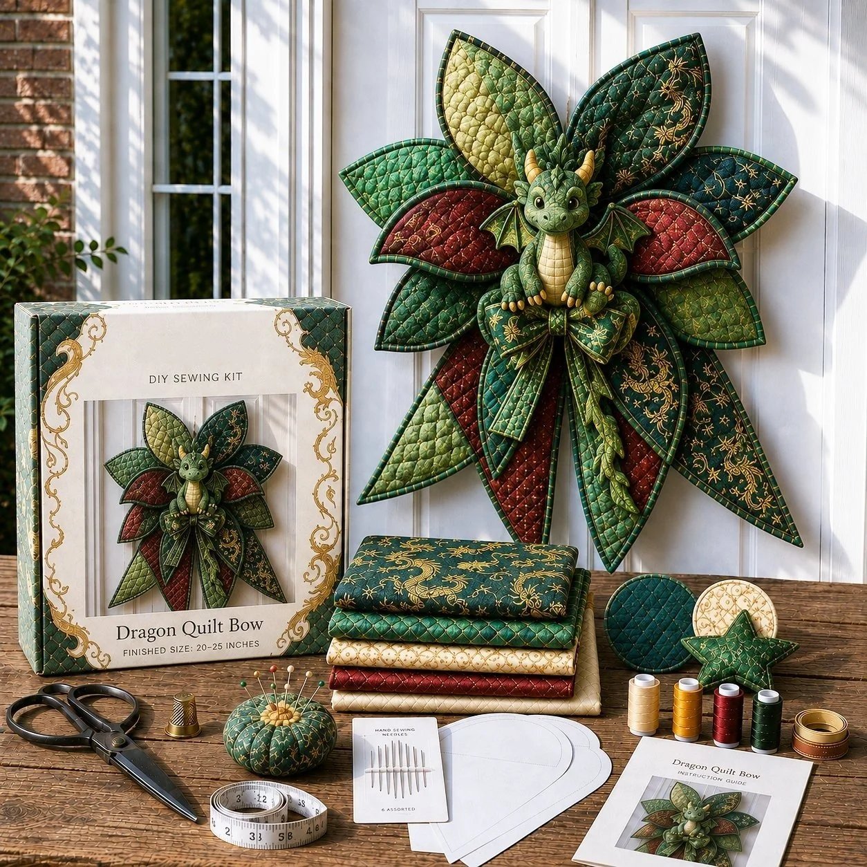 🎀 Kit Couture DIY – Grand Nœud Papillon de Noël Matelassé