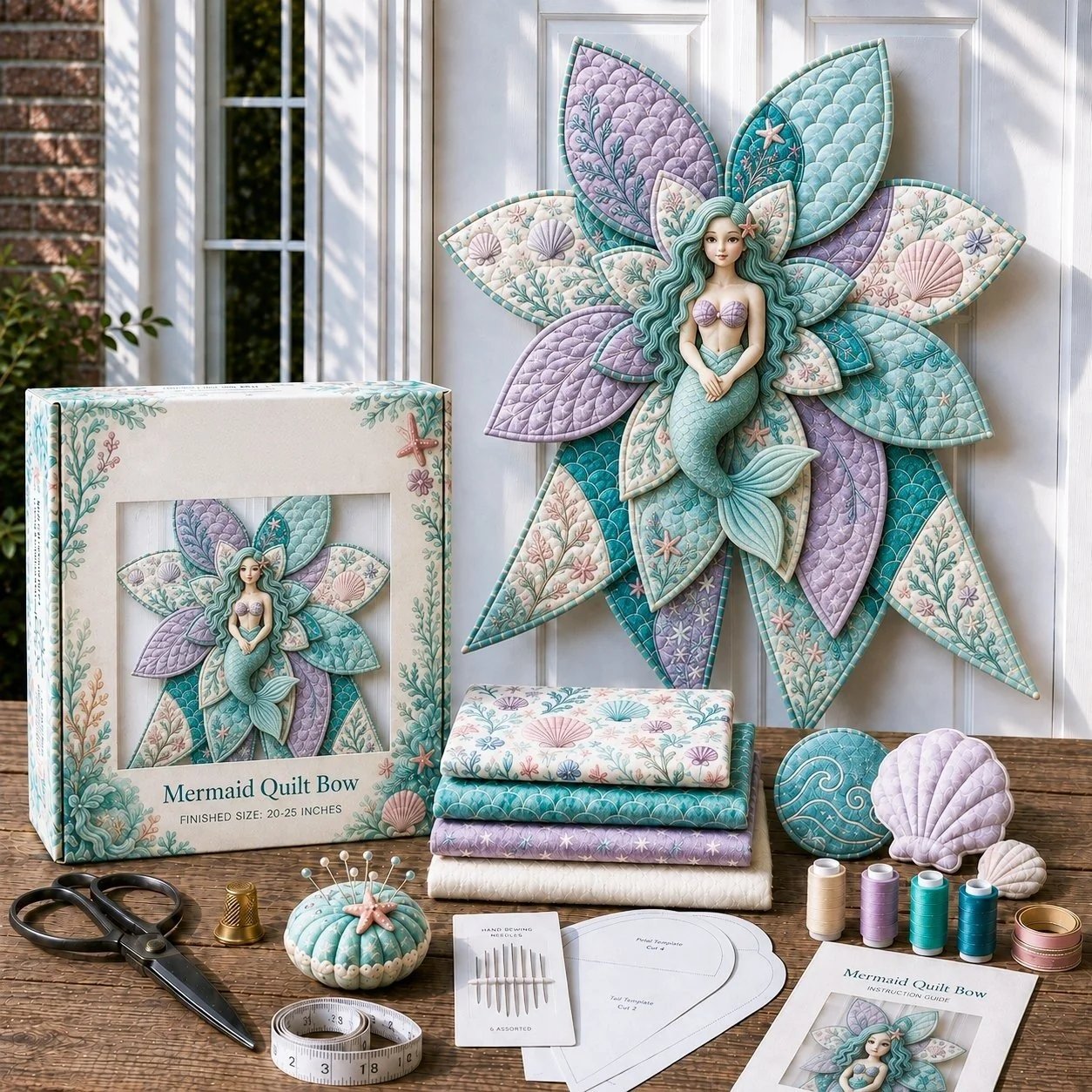 🎀 Kit Couture DIY – Grand Nœud Papillon de Noël Matelassé