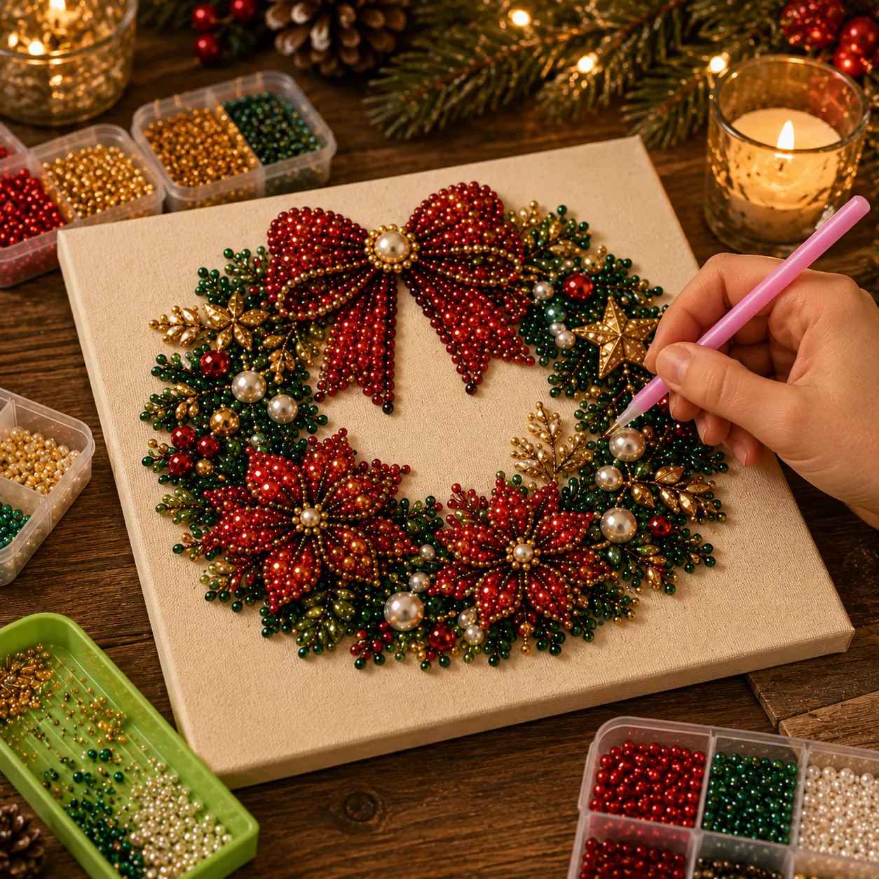 🎄🎅 Kit de peinture de Noël à perles et strass, loisir créatif pour enfants et adultes, décoration festive brillante pour les fêtes ✨