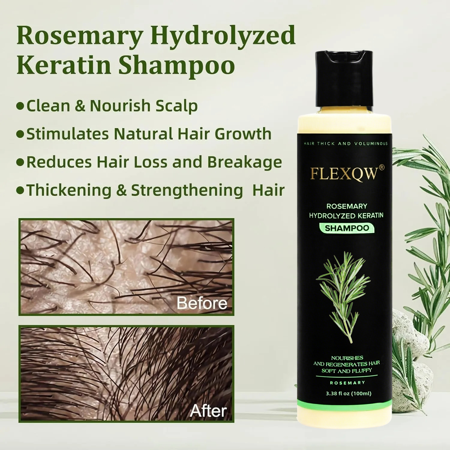 🔥Organic Rosemary Keratin Hair Growth Shampoo