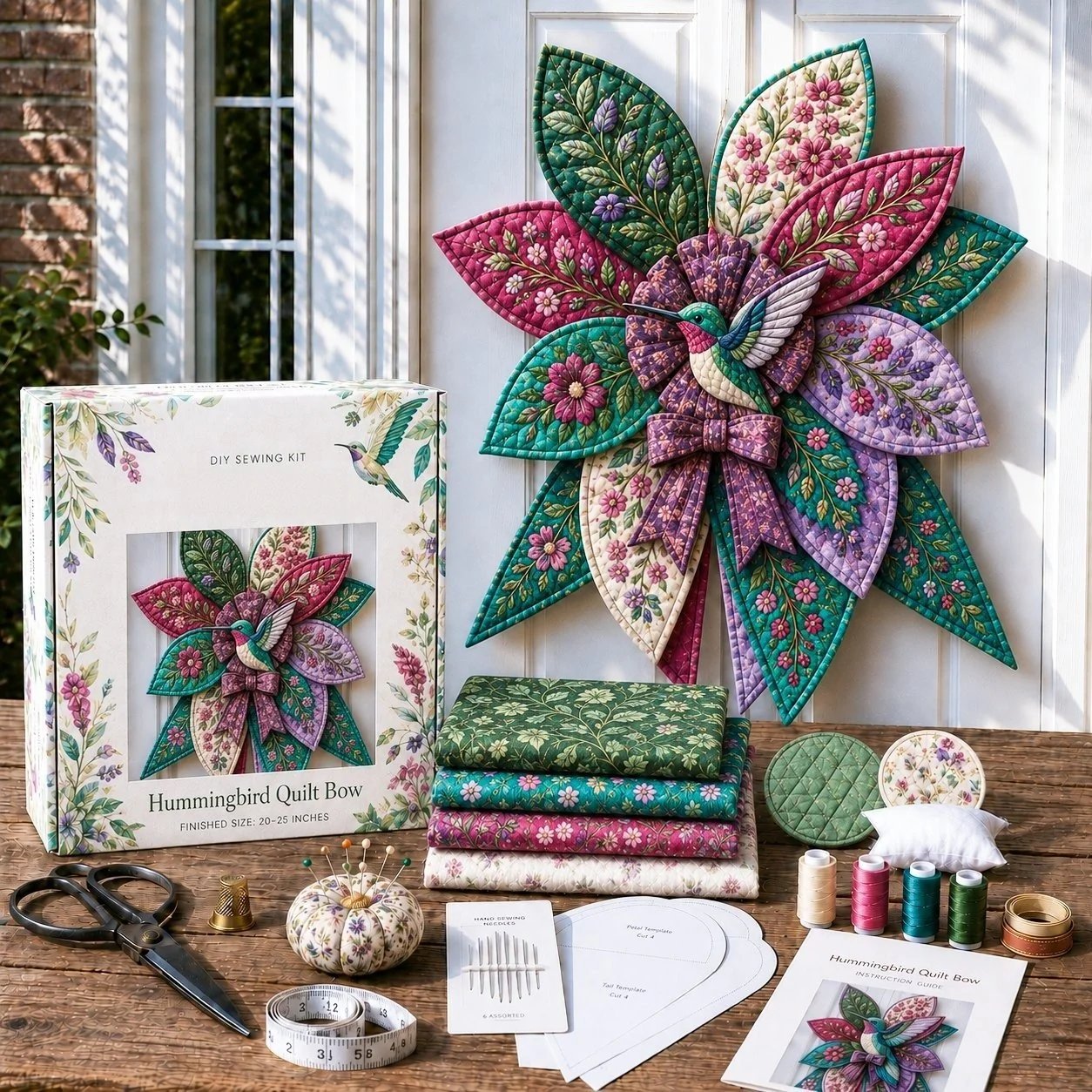🎀 Kit Couture DIY – Grand Nœud Papillon de Noël Matelassé