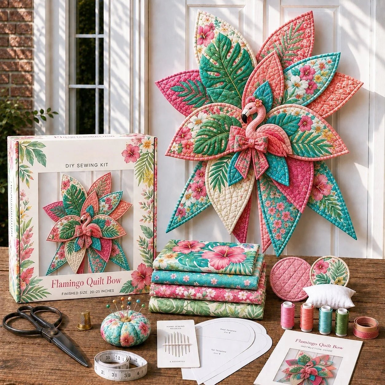 🎀 Kit Couture DIY – Grand Nœud Papillon de Noël Matelassé