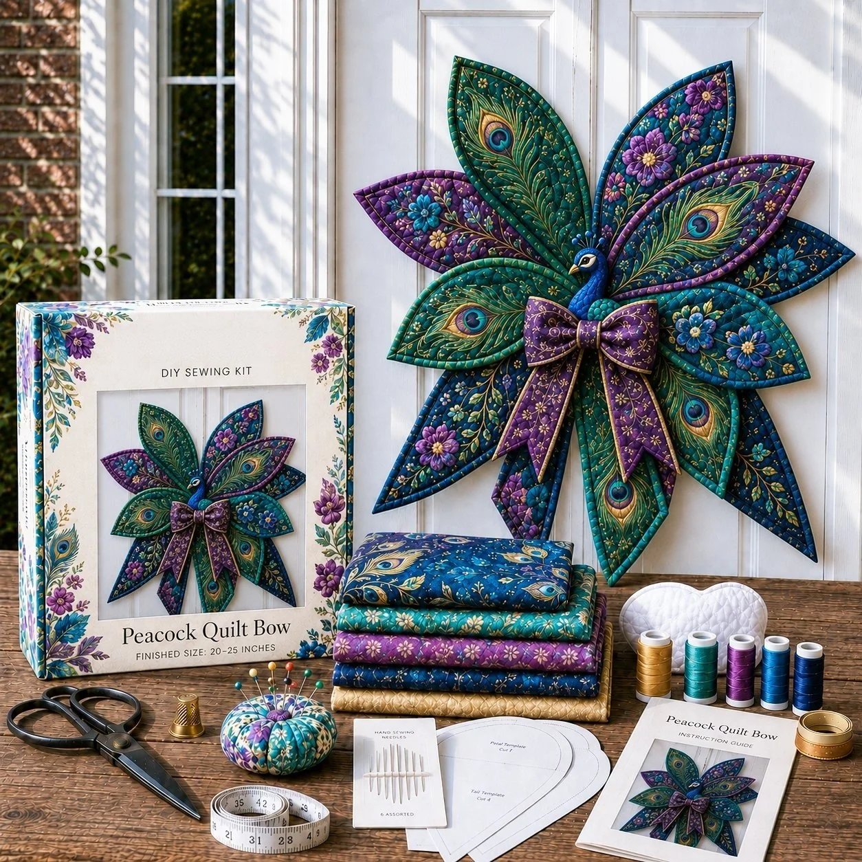 🎀 Kit Couture DIY – Grand Nœud Papillon de Noël Matelassé