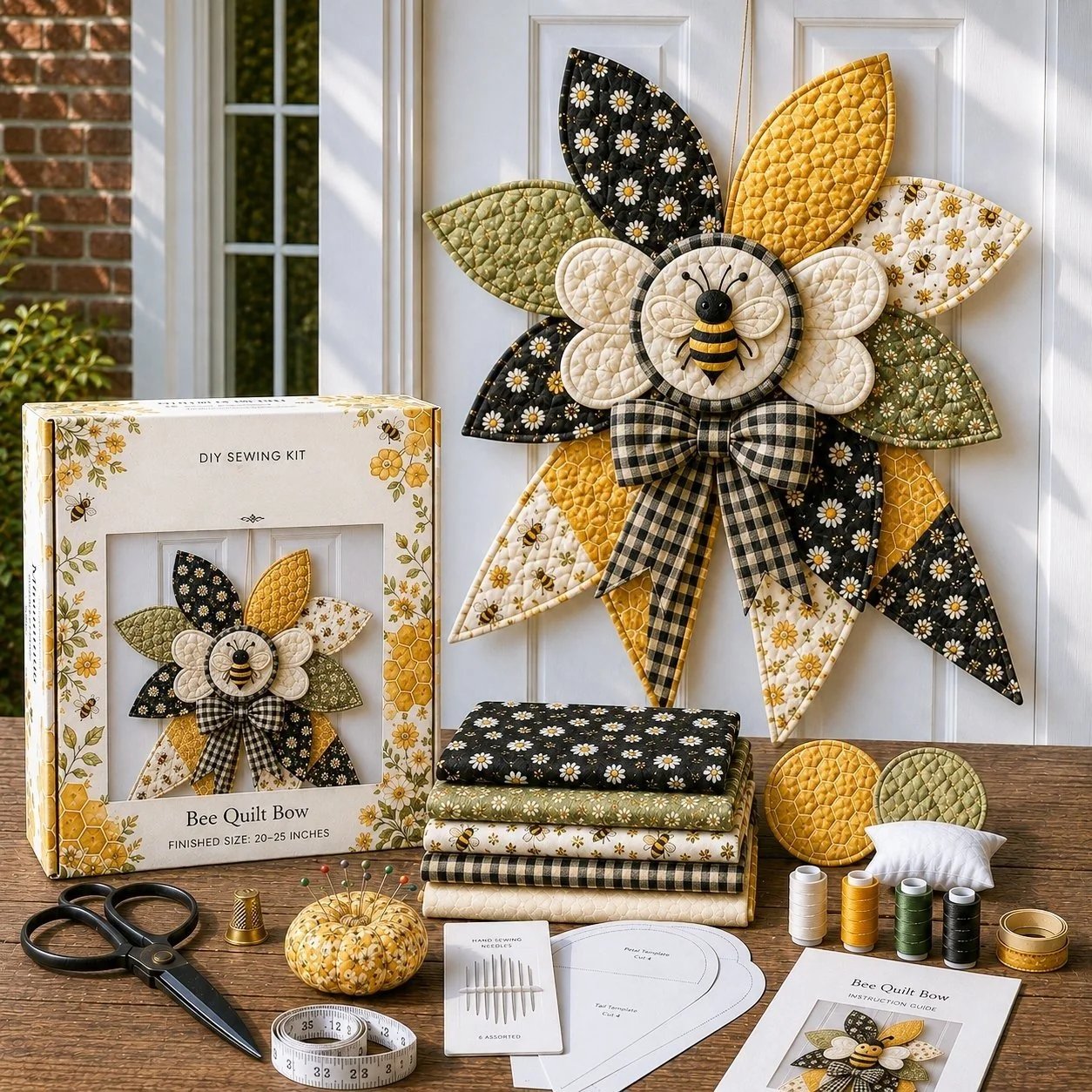 🎀 Kit Couture DIY – Grand Nœud Papillon de Noël Matelassé