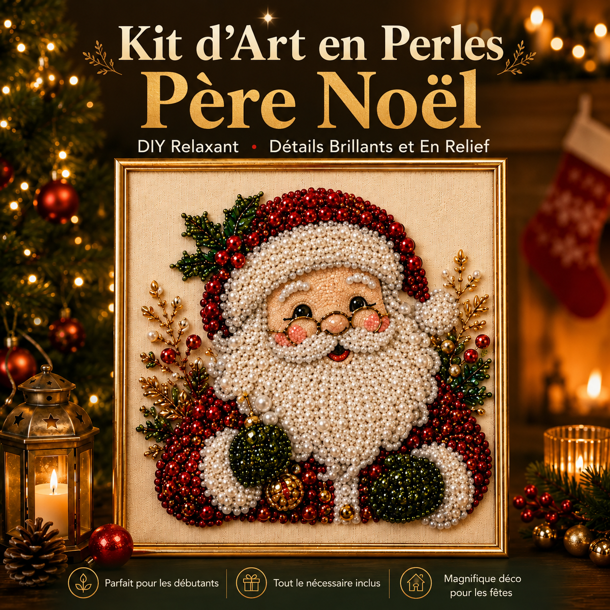 🎄🎅 Kit de peinture de Noël à perles et strass, loisir créatif pour enfants et adultes, décoration festive brillante pour les fêtes ✨