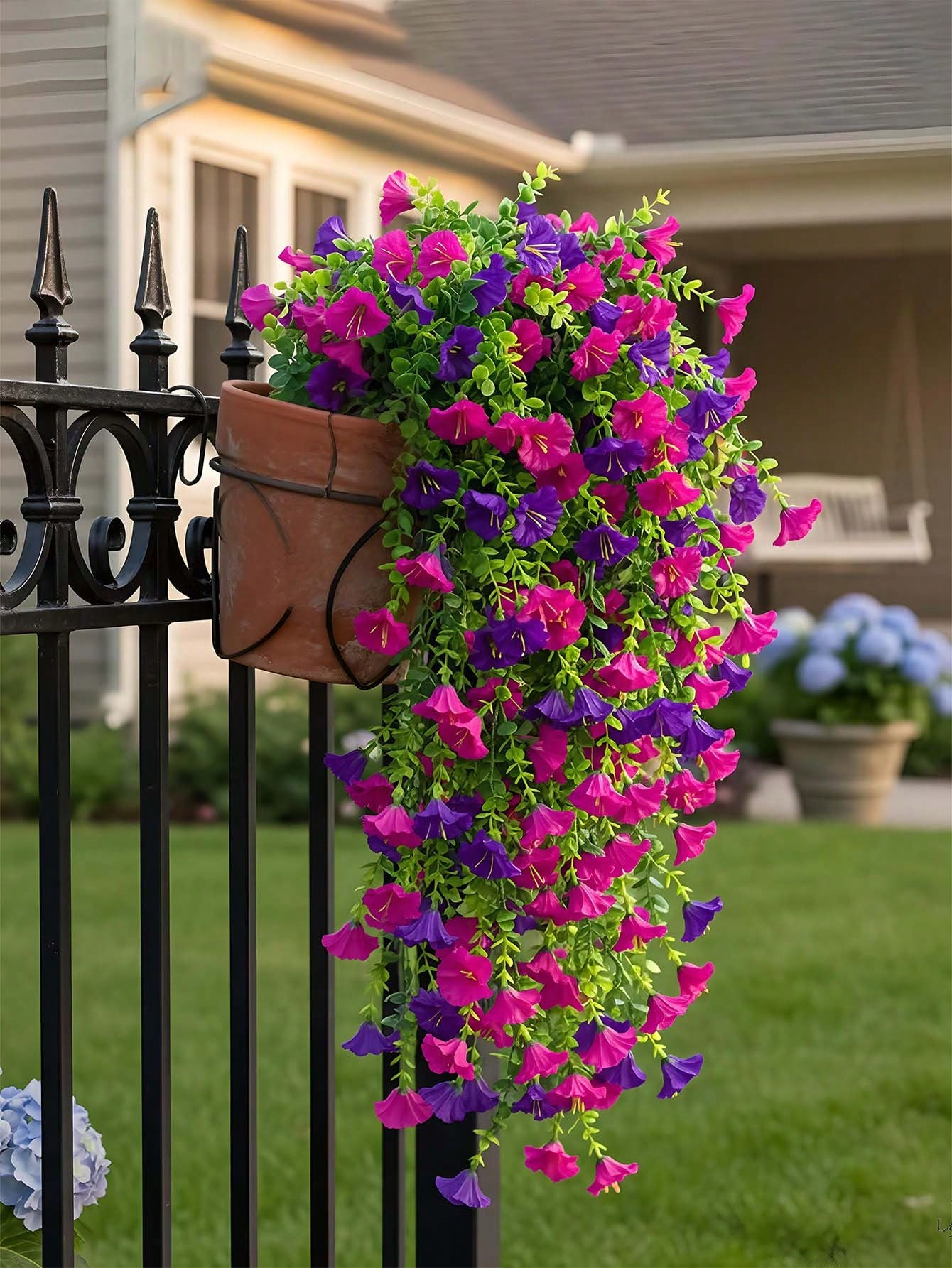 Fleurs artificielles suspendues – Pétunias en tissu anti-UV
