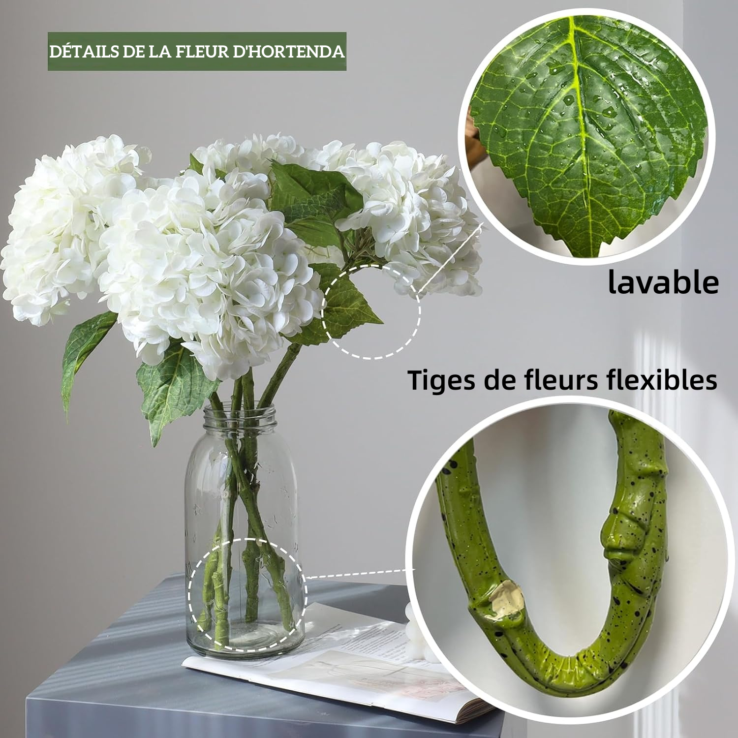 🔥💐Dernier jour ! Seulement 3 € l'unité !❤Fleurs d'hortensia artificielles d'extérieur