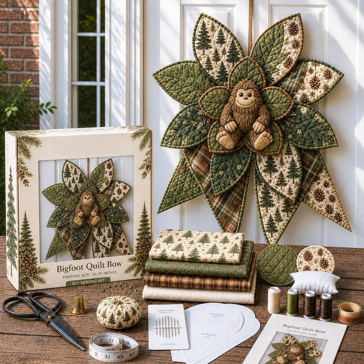 🎀 Kit Couture DIY – Grand Nœud Papillon de Noël Matelassé