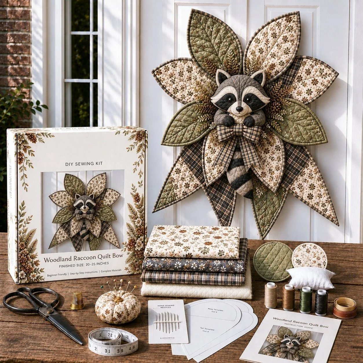 🎀 Kit Couture DIY – Grand Nœud Papillon de Noël Matelassé