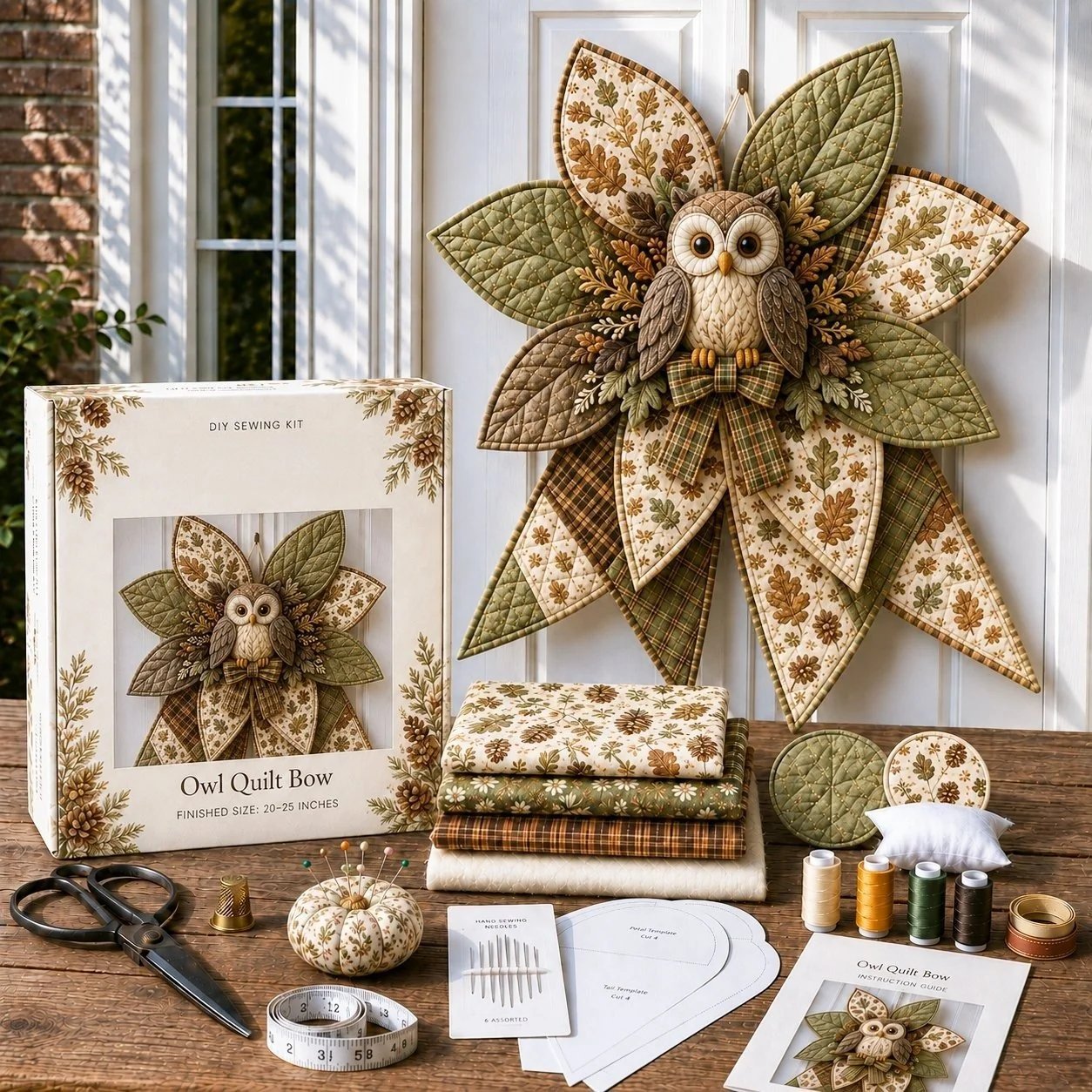 🎀 Kit Couture DIY – Grand Nœud Papillon de Noël Matelassé