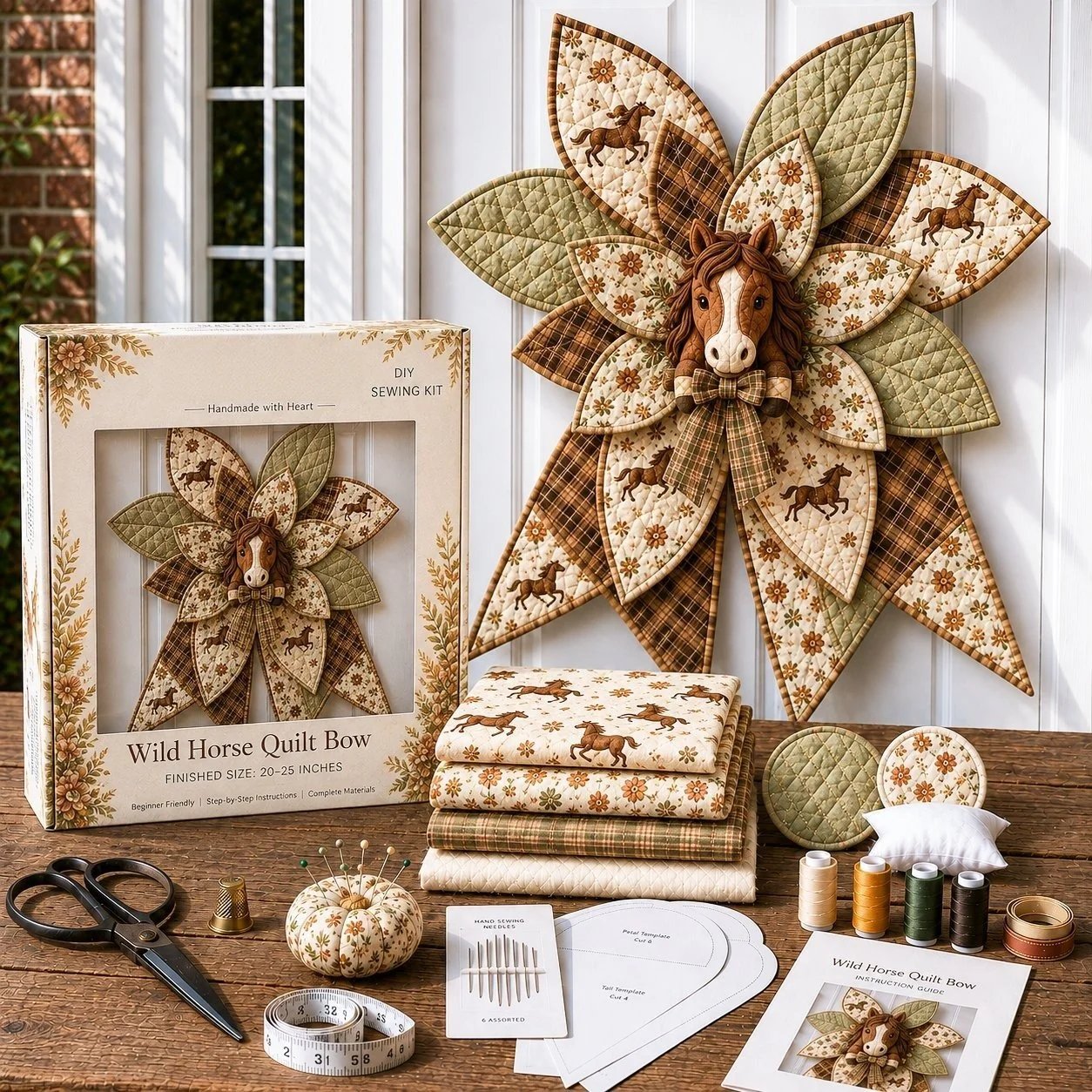 🎀 Kit Couture DIY – Grand Nœud Papillon de Noël Matelassé