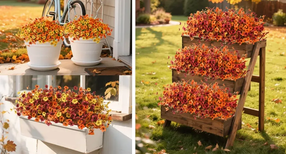 artificial fall flowers for outdoors