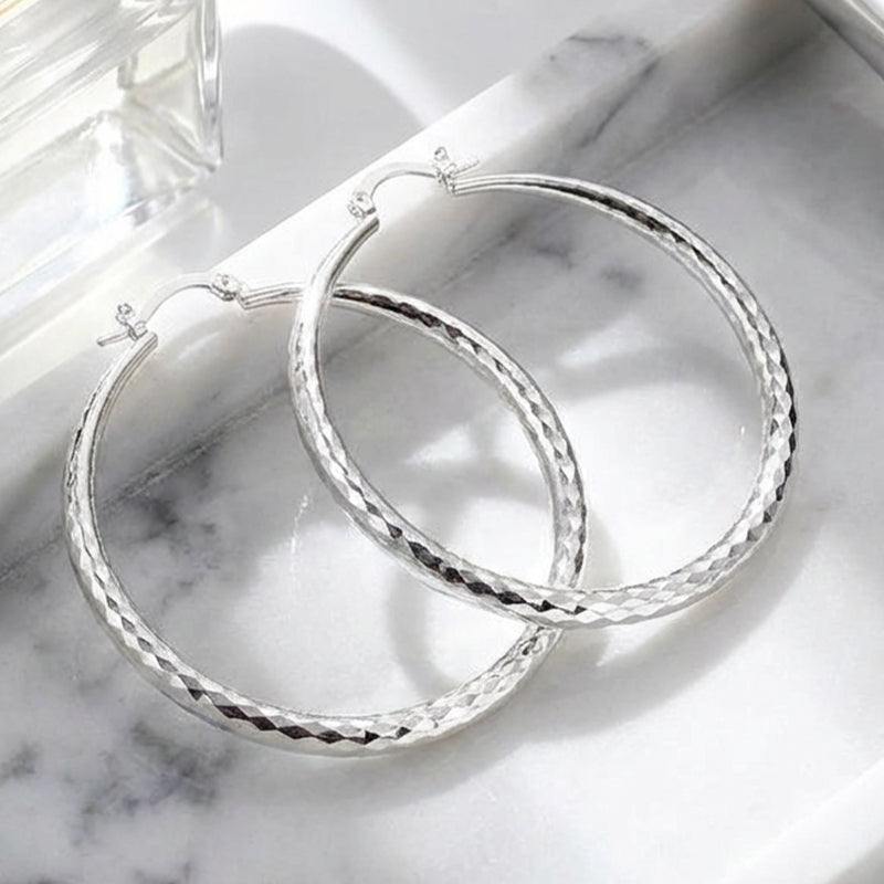 🎉 1 acheté, 1 offert (2 paires) 🎁 Créoles pour femme à facettes diamant – Élégantes et étincelantes 💎