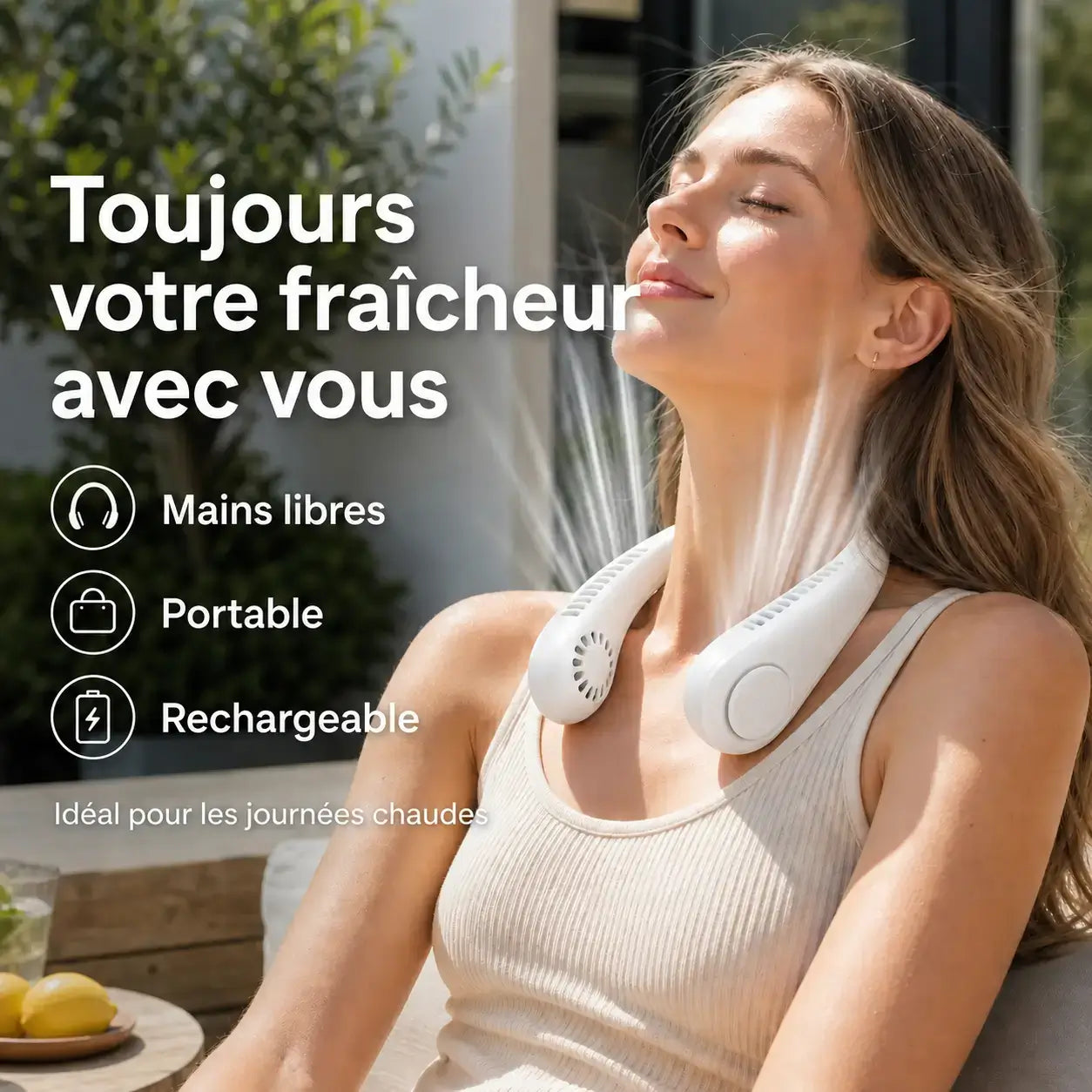  Ventilateur de Cou Rechargeable Portable pour un Refroidissement Instantané !