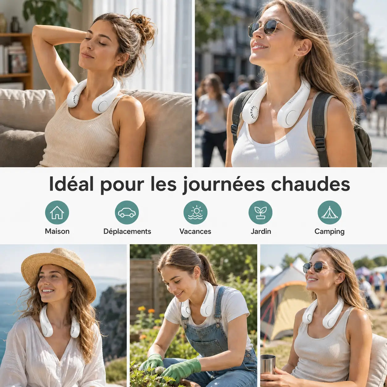  Ventilateur de Cou Rechargeable Portable pour un Refroidissement Instantané !