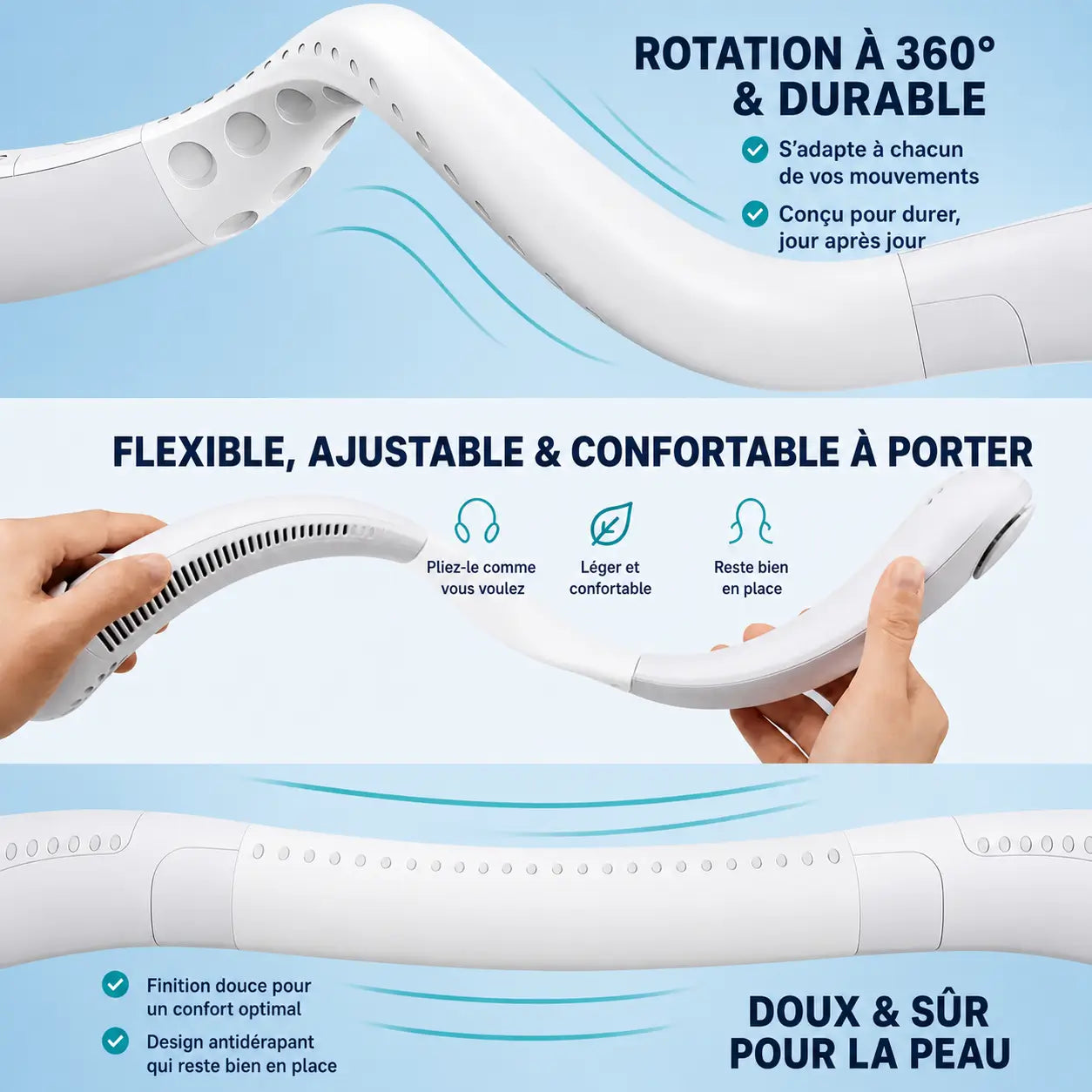  Ventilateur de Cou Rechargeable Portable pour un Refroidissement Instantané !