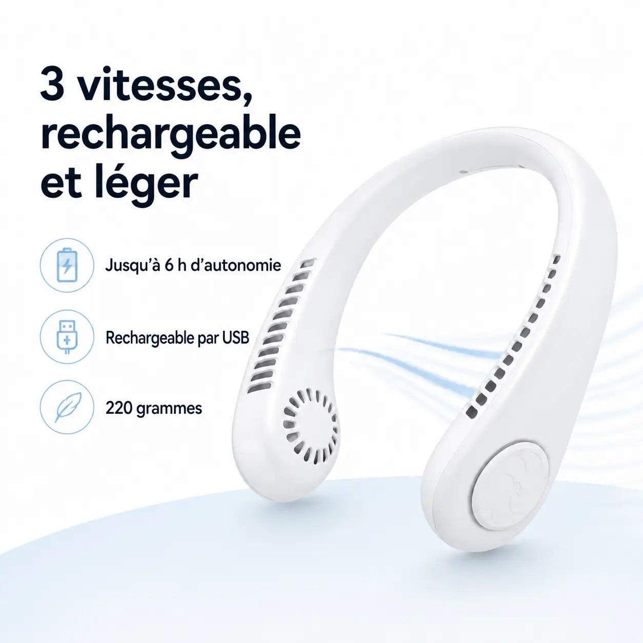  Ventilateur de Cou Rechargeable Portable pour un Refroidissement Instantané !