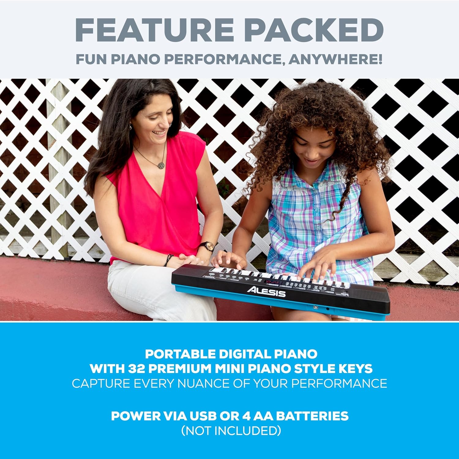 Alesis Melody 61 - Piano eléctrico con 61 teclas, Teclado Musical con altavoces, audífonos, micrófono, soporte para piano, atril y taburete