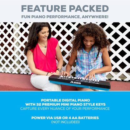 Alesis Melody 61 - Piano eléctrico con 61 teclas, Teclado Musical con altavoces, audífonos, micrófono, soporte para piano, atril y taburete
