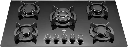 Raganet, Parrilla de Gas con 5 Quemadores, de Cristal Templado, Encendido Eléctrico, Estufa Empotrable y De Mesa, Compatible con Gas Natural y Gas LP Medidas: 88cm Largo X 51cm Ancho X 11cm Alto
