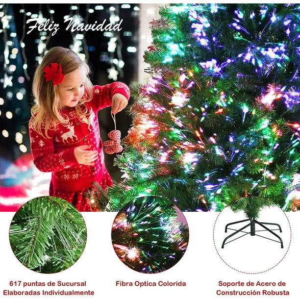 Costway 180 cm Árbol de Navidad de Fibra Artificial Abeto con Soporte de Metal Decoración de Fiesta para Casa Oficina Tienda Costway Modern