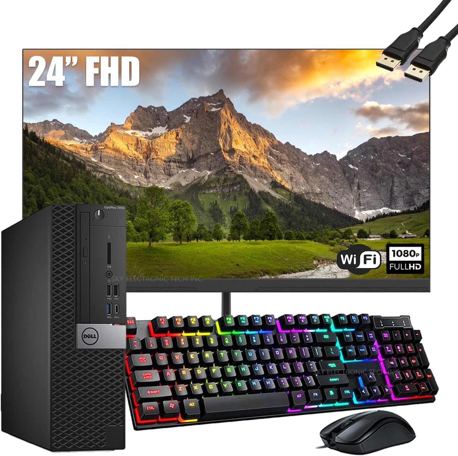 Dell OptiPlex 7050 SFF Computadora de computadora con Monitor Full HD de 24 Pulgadas, Juego de PC de 6ª generación Quad Core i7-6700, 16 GB de RAM, 512 GB SSD, Teclado y Mouse, WiFi, Windows 10 Pro